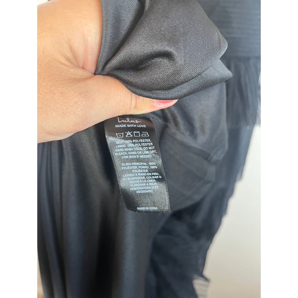 NWT Lulus Radiant Event Black Mesh Tiered Pleated Backless Maxi Dress Medium - Picture 8 of 8